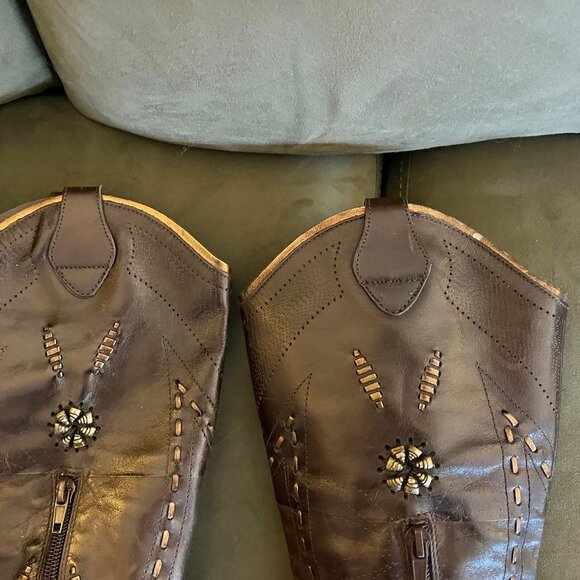BCBG Leather Cowboy Boots Size 7 - Picture 12 of 16